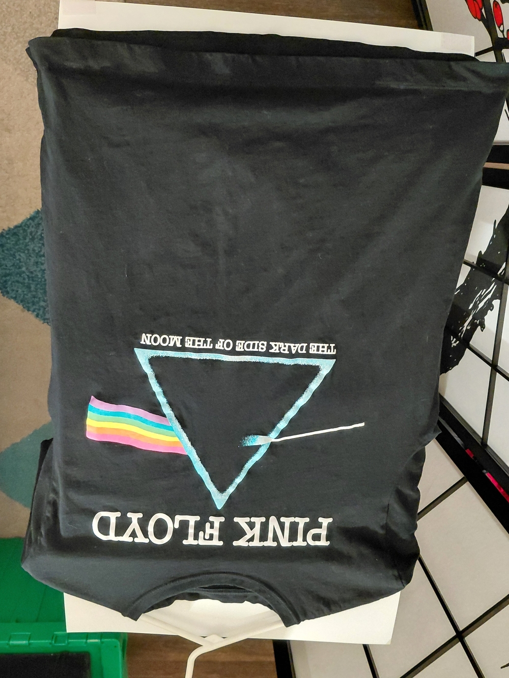 Pink Floyd Black Tee with Rainbow Prism Graphic